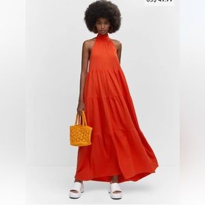 Mango halter neck open back dress